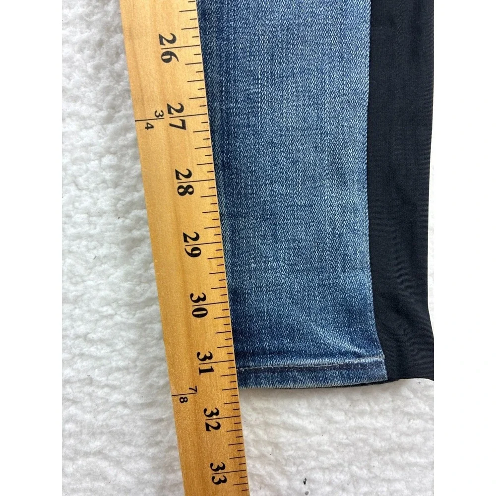 Helmut Lang Two Tone Panel Skinny Jeans Womens 24 Blue Black Stretch Designer